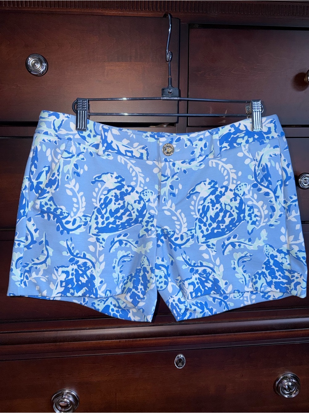 Lilly Pulitzer Floral High-Waist Shorts in Blue & White Like New
